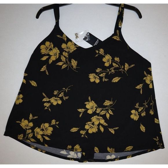 Torrid Women's Sz 1 (1X) (14-16) Black & Gold Floral Kity Spaced Swing Camisole - Picture 6 of 6